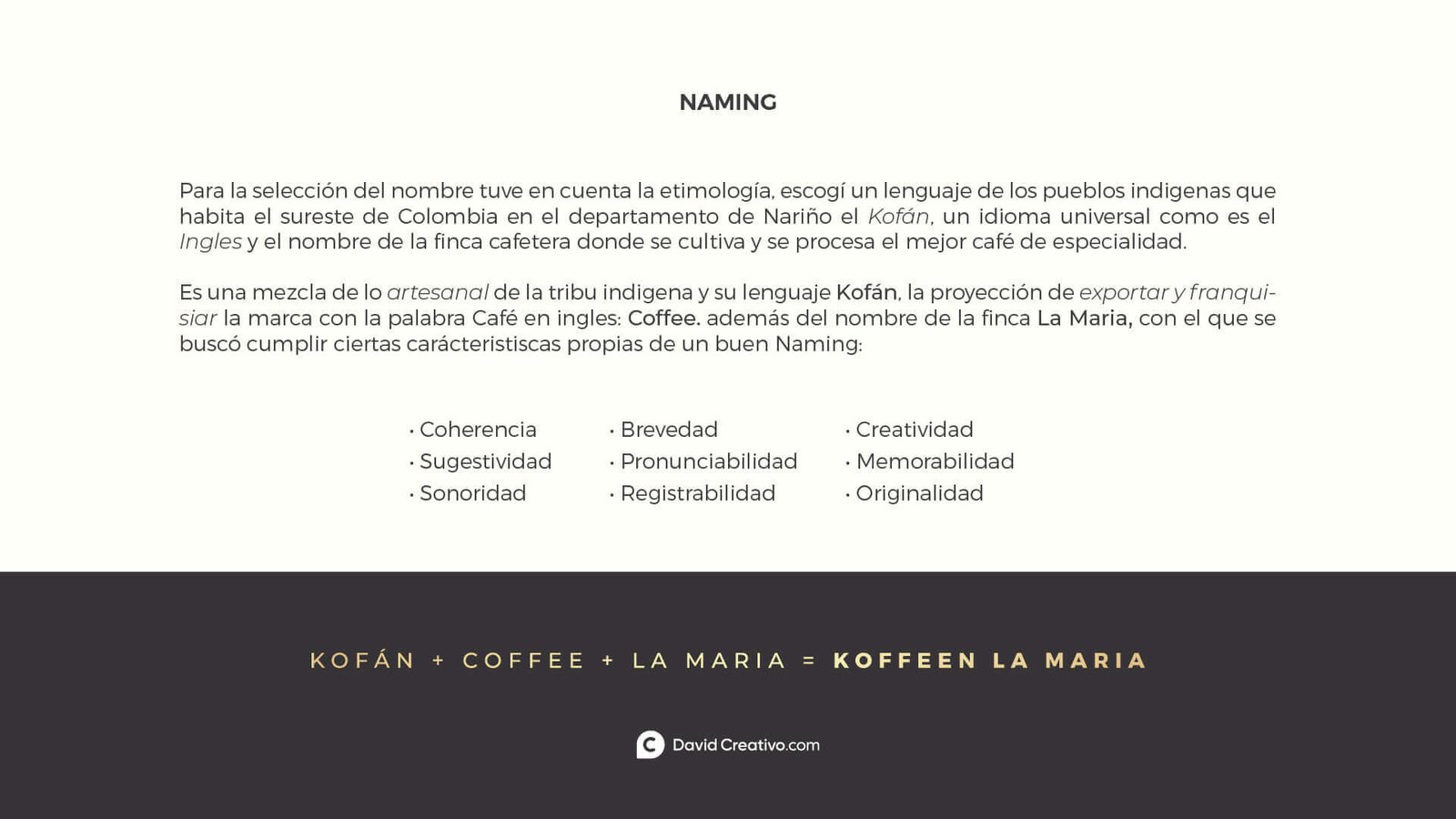 Diseñador en Miami Marca de café - Naming